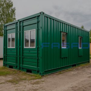 МД-26 - одноэтажное модульное здание из двух блок-контейнеров с наружной отделкой цветным профлистом 