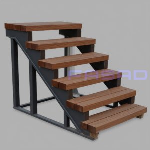 Лестницы на ломаных косоурах из профильной трубы (ДПК) Л - 104